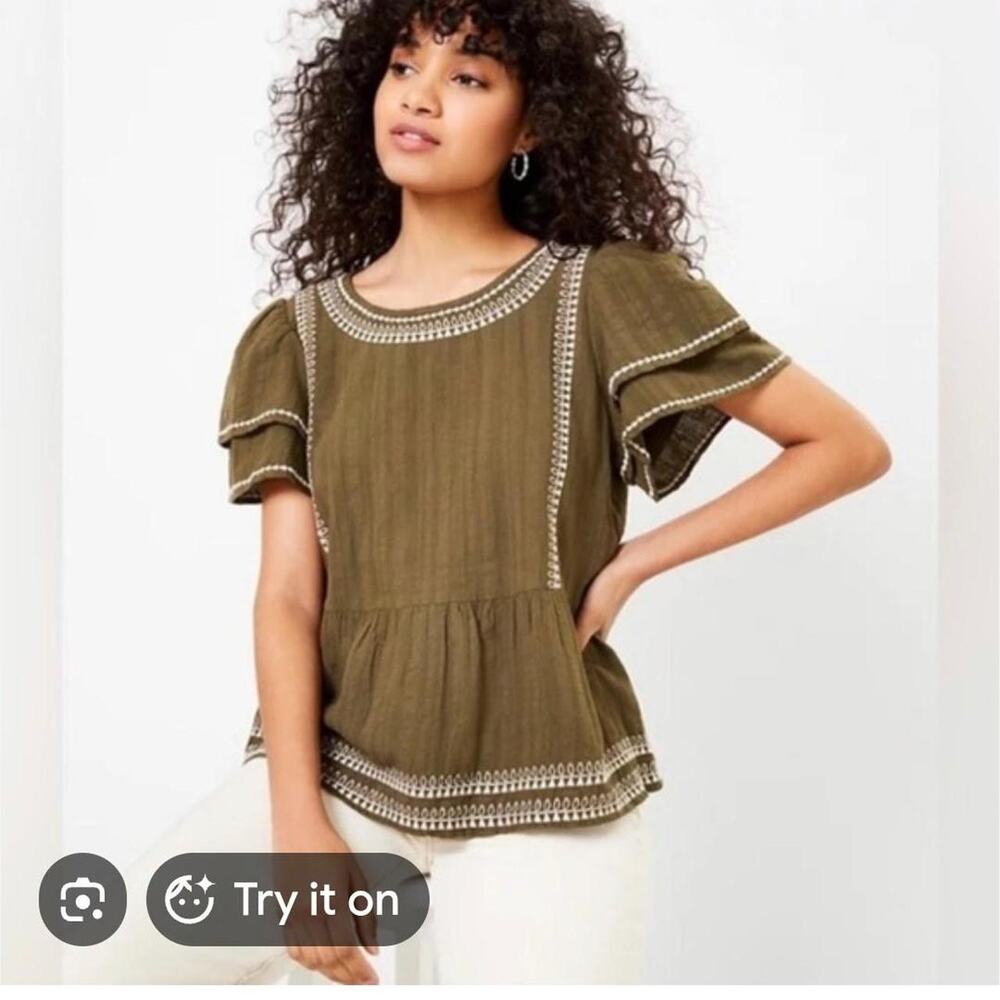 Loft womens olive green cotton